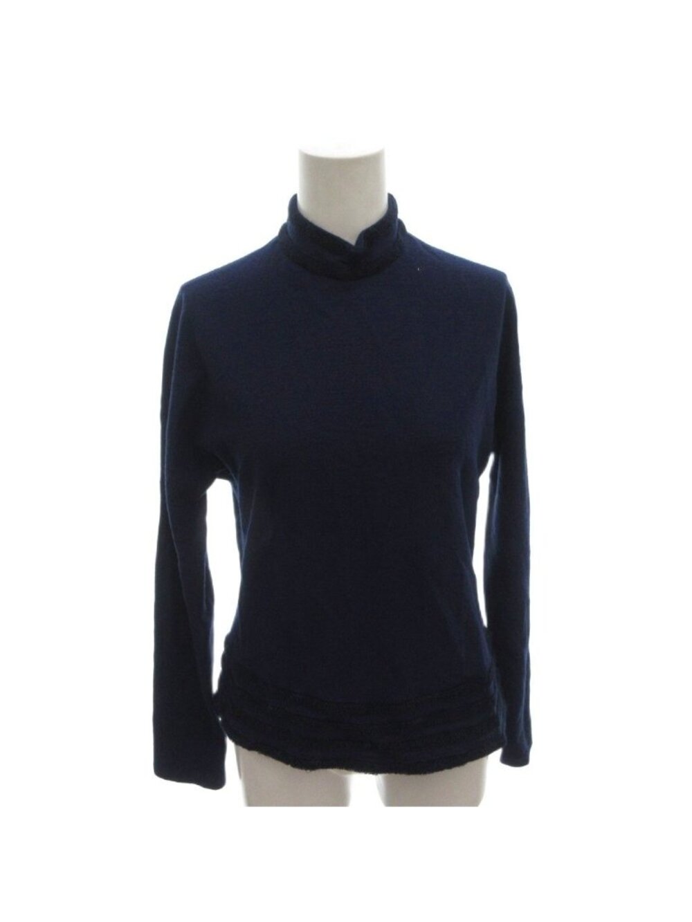 Dior Vintage Top Wool 9 Navy High Neck Long Sleeve Ground Bls 7 TL